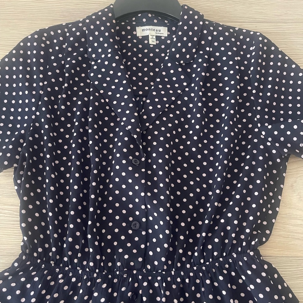 Monteau Los Angeles Lightweight Feminine Size M Women's Polka Dot Dress - Picture 6 of 6